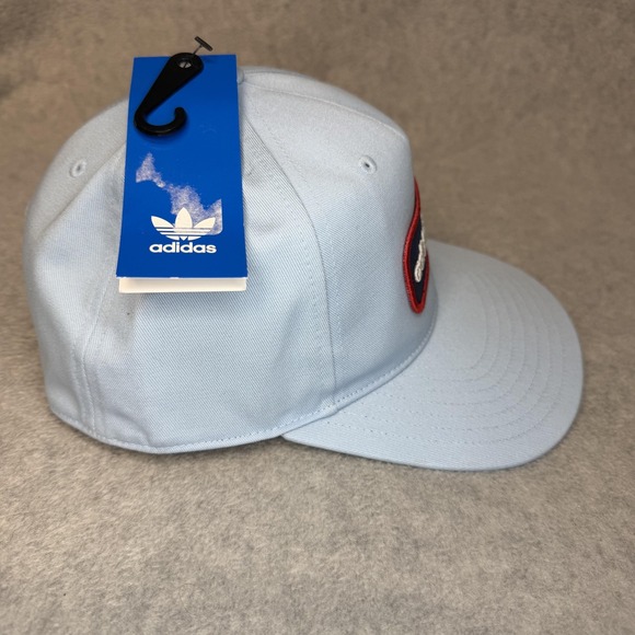 Adidas Hat Cap‎ Snap Back Mens One Size Blue OG Patch 5 Panel Twill Trefoil Logo - Picture 2 of 9
